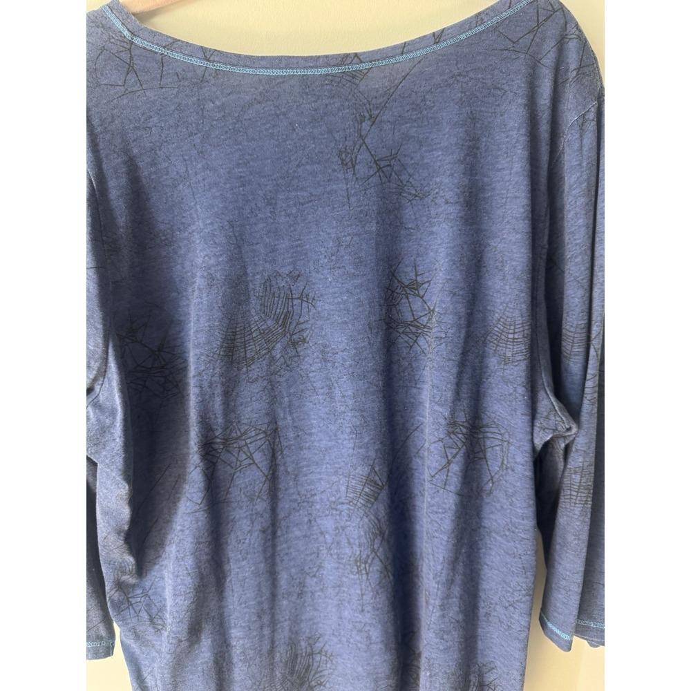 Vtg Y2K Allover Graphic Halloween 3/4 Sleeve Top Black Cat Studded Pumpkin 2XL - Picture 5 of 7